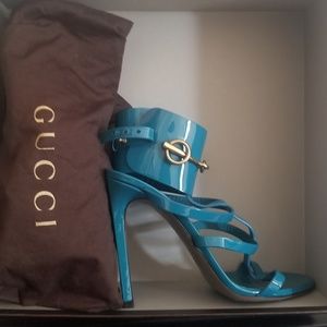 Gucci Ursula patent ankle wrap sandal